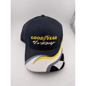 Goodyear #1 in Racing Embroidered Baseball Cap Navy Blue Yellow